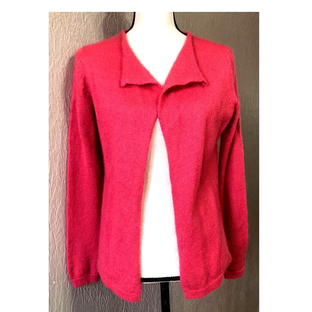 Boden Women's Mohair Wool Knit Open Cardigan Sweater Medium Pink Rose Medium